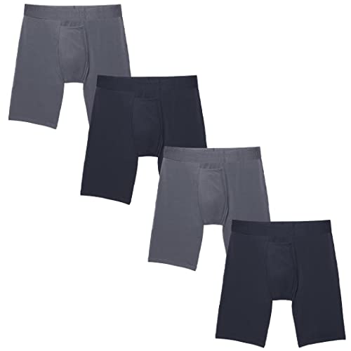 Tommy John Men's Underwear, Boxer Briefs, Cotton Basics With 8" Inseam, Turbulence, Large #TOP25