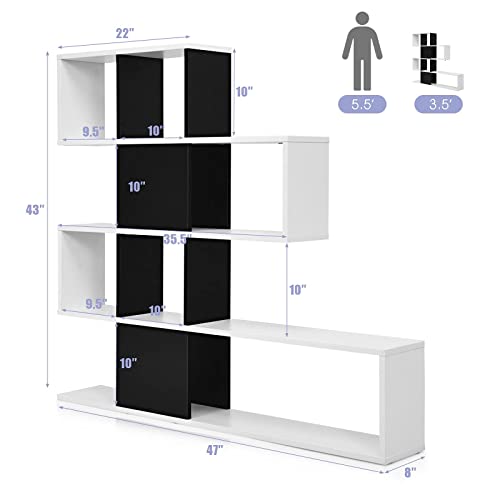 Tangkula 16 Shelves Bookshelf, Modern Ladder Corner Bookshelf, 9 Cubes Stepped Storage Bookcase, 5-Tier Display Shelf Storage Organizer For Home Office, 47 X 8 X 43 Inch, Room Divider Bookcase #TOP2