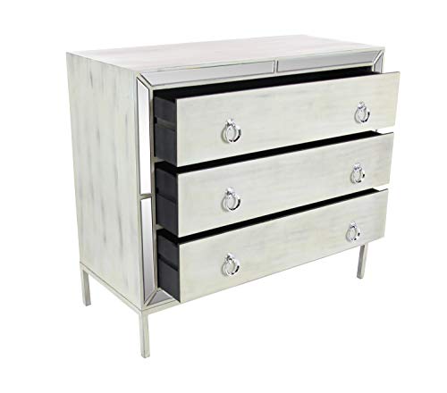 Deco 79 Wood Rectangle Chest With Ring Handles, 36" X 16" X 32", White #TOP7