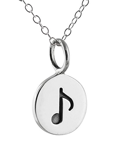 FashionJunkie4Life 925 Sterling Silver Tiny Quaver Eighth Music Note Tag Charm Necklace. 18" Chain Cover