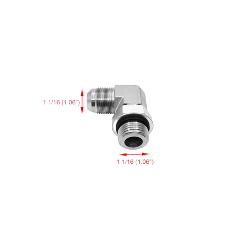 Image of 6801-12-12-NWO Hydraulic Hose Adapter Fitting 3 /4 inch Male JIC 37 Flare(1-1 /16 inch-12UNF)x3 /4 inchMale Adjustable Nut O-Ring Boss(1-1 /16 inch-12UNF) 90Elbow SAE Pipe Joints Connector Carbon Steel