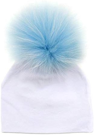 GZHilovingL 0-3 Months Baby Hats Newborn Infant Beanie with Real Fur Pom Pom Winter