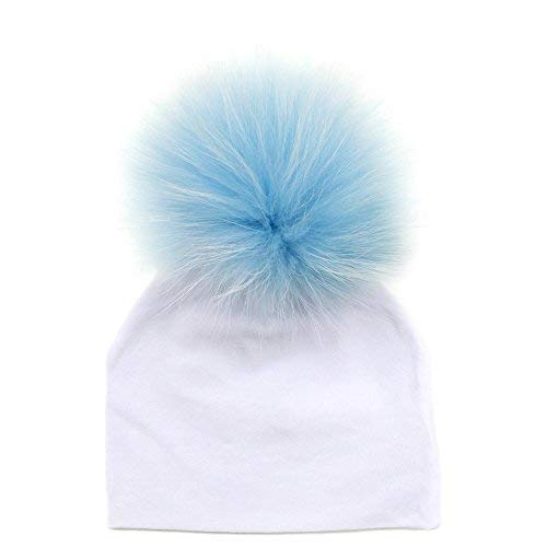 GZHilovingL 0-3 Months Baby Hats Newborn Infant Beanie with Real Fur Pom Pom Winter