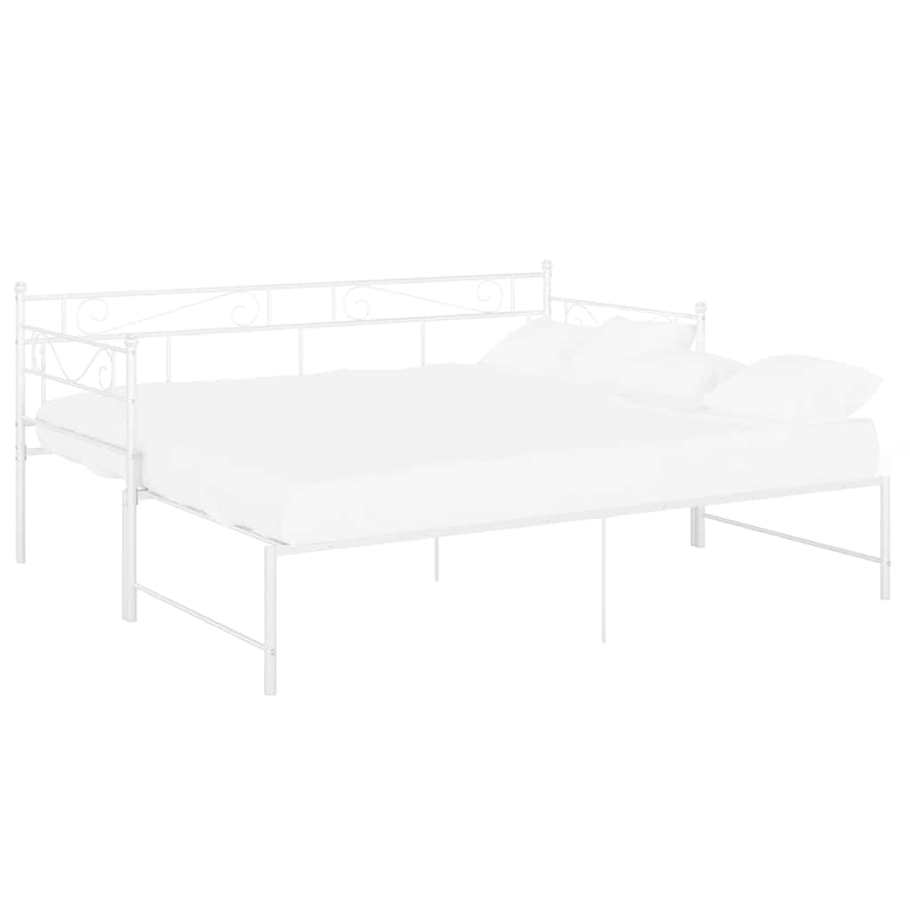vidaXL Ausziehbett Sofabett Ausziehsofa Bettgestell Tagesbett Schlafsofa Gästebett Bett Metallbett Bettsofa Sofa Couch Weiß Metall 90x200cm