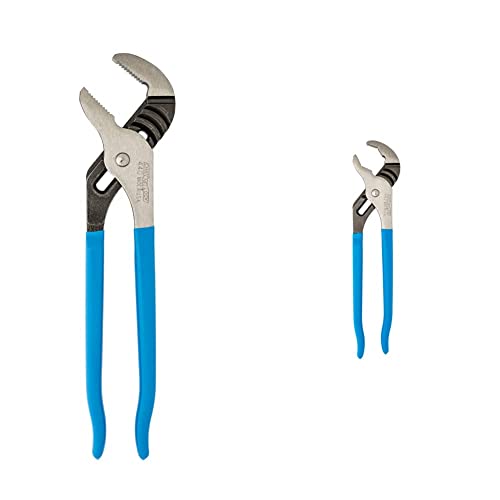Channellock 440 Tongue and Groove Pliers | 12-Inch Straight Jaw Groove Joint Plier with Comfort Grips| Made in USA, Black, Blue, Silver & 442 Tongue and Groove Pliers, 12 In, Black, Blue, Silver
