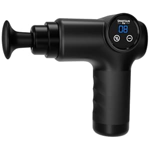 SPA SCIENCES – SmartGun Pro – Therapeutic Deep Tissue Percussion Massager – for Muscle Soreness – with Interchangeable Heads and 8 Intensity Levels – USB Rechargeable – Black