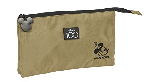 Trousse triple Minnie Mouse Safta en textile beige résistant et durable