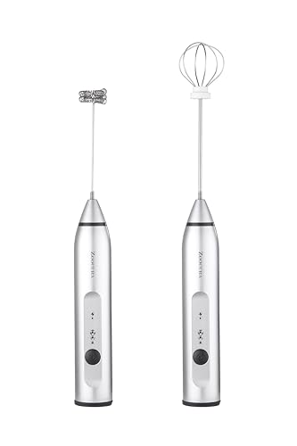 Zoocura Electric Whisk Milk Frother with 2 Whisks, Handheld Foam Maker For Coffee, Latte, Cappuccino, Hot Chocolate, Durable Drink Mixer