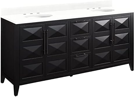 Signature Hardware 484533 Holmesdale 72" Double Basin Vanity Set with Mahogany Cabinet, Marble Vanity Top, and Porcelain Circular Undermount Sink