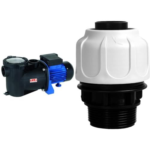 T.I.P. Poolpumpe - Filterpumpe - Umwälzpumpe mit Vorfilter & Schlauchanschluss Klemmverschraubung (1 ½“ AG 38 mm für Schwimmbad, Pool und Sandfilteranlagen, Grau, 11 x 8 x 8 cm) 30967