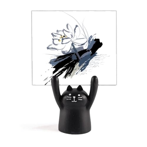 Porte-mémo fleur de lotus chat noir pour ne plus perdre vos notes de bureau