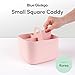 BLUE GINKGO Small Stackable Organizer Caddy – Korean-Made Portable Tote for Bathroom, Office, Crafts, or School Supplies (Square, Pink)