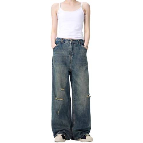 GUOYUXIAO Men's Jeans Washed Chinos Loose Fit Trouser for Men2