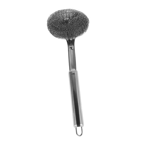 ibasenice Stainless Steel Pot Brush Long Handle Non-Scratch Dish Cleaning Brush for Kitchen