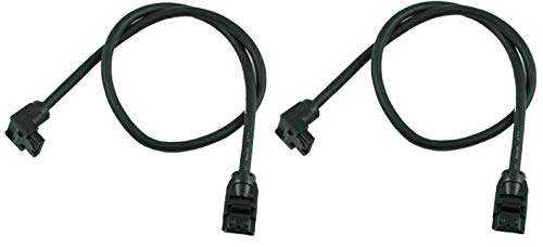 OKGEAR24 Inch Black SATA 3.0 III 6 GB/s Round SSD/HDD Data Cable 180 Degree to 90 Degree Right Angle with Metal Latch (2-Pack)
