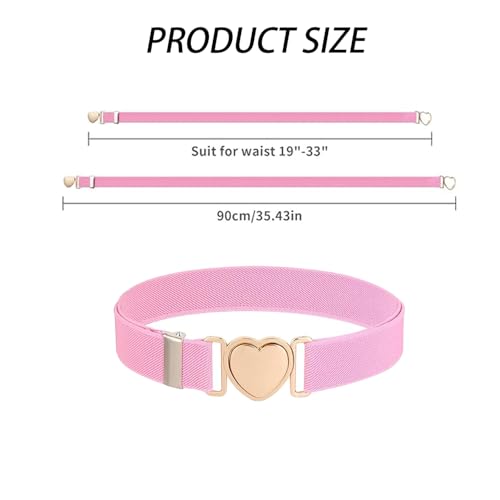 3 Pack Heart Elastic Waist for Women, Adjustable Stretch with Quick Release Buckle, Cute Heart for Women's Pants, Dresses, Jeans,Elastic Waist for Girls2