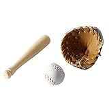3Pcs/Set Dollhouse Baseball, 1/12 Scale Miniature Dollhouse Accessories, Wood Miniature Baseball Glo