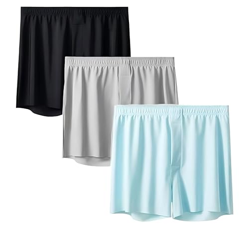 GOLD XIONG PADISHAH Men's Ice Silk brief Satin Boxer Shorts Silk Feeling Underwear with Button Fly Silky Boxers for Men3