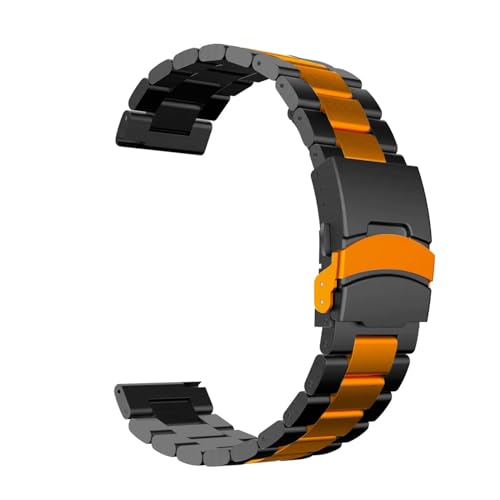 [SRMVRNKNNK] Fit For Huawei Watch GT2 3 4 5 GT5Pro 46mm�u���X���b�g�ɓK������22mm�X�e�����X�X�`�[���X�g���b�v(Black Orange,255 265)