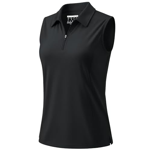 MAGCOMSEN Women's Golf Shirt Sleeveless 1/4 Zip Polo UPF 50+ Collared Tennis Tank Tops Quick Dry Athletic T Shirt
