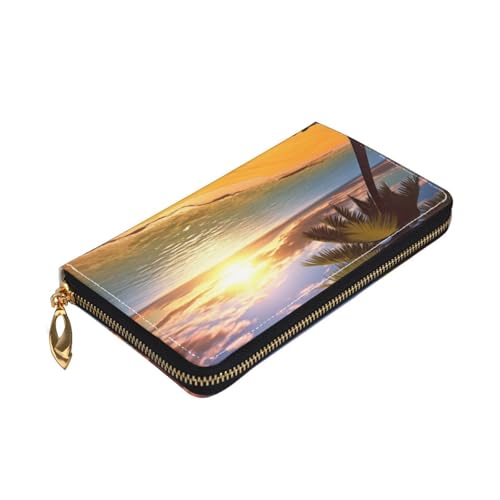 Sunset Palm Women's Wallet Large Capacity Credit Card Holder Zip Phone Clutch Ladies Travel Purse3