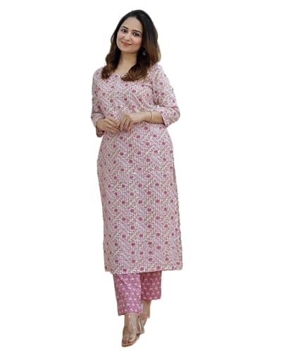 Image of KLOSIA Womens Viscose Croset Work Kurta Pant Set