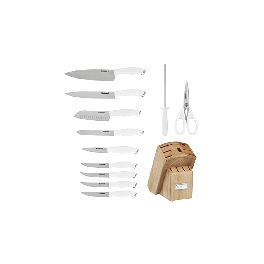 Cusinart Block Knife Set, 12pc Cutlery Knife Set with Steel Blades for Precise Cutting, Lightweight, Stainless Steel, Durable & Dishwasher Safe, C77SSW-12P