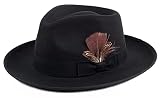 FADACHY Fedora Hats for Men & Women Wide Brim Felt Hat Dress Panama Trilby Hats Black Fedora