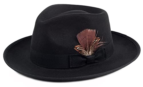 Fadachy Fedora Hats For Men & Women Wide Brim Felt Hat Dress Panama Trilby Hats Black Fedora #TOP25