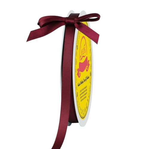 Image of Double Face Burgundy Satin Ribbon 3 /8 inch X 50 Yards Polyester Burgundy Ribbon for Gift Wrapping Very Suitable for Weddings Party Invitation Decorations and More