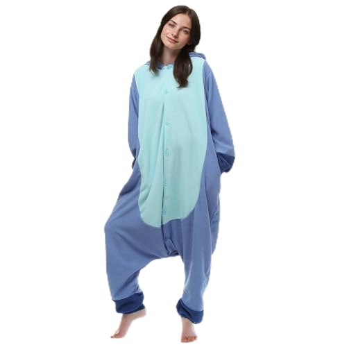 GLADCOS Unisex Adults Costumes Cosplay Stitch Dog onesie Onesie Pajamas Blue Small