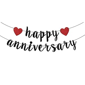 Happy Anniversary Banner, Anniversary Party Decorations, We Still Do, Happy Wedding Anniversary Party Decoration Supplies Black Red Glitter