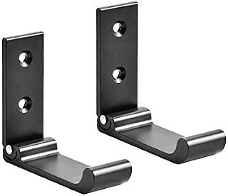 Foldable Wall Hook, 2PCS Aluminum Headphone Holder, Invisible Wall Mount Clothes Hook, Towel Hook Holder, Wall Hook Holder for Coat, Clothes, Kitchen / Bathroom/ Office/ Living Room/ Cabinet (Black)