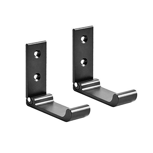 Gancho de Pared Plegable, 2 Soporte de Aluminio para Auriculares, Gancho de Ropa de Montaje en Invisible, Soporte de Gancho Toalla, Gancho de Abrigo, Cocina Baño Oficina, (Negro), Con Tornillos