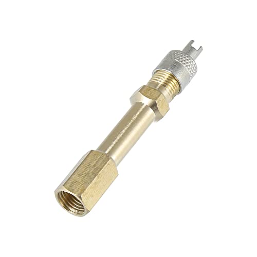Image of X AUTOHAUX 50mm /1.97 inch Long Brass Auto Tire Valve Extension Adaptor Air Tyre Stem Extender Inflation Stright Bore for Car Truck Motorcycle Bike Mower Scooter