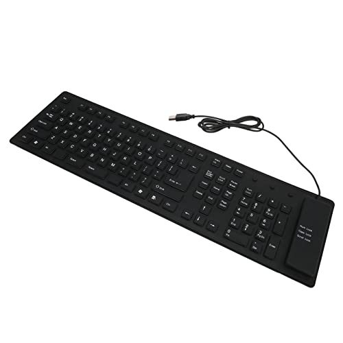 Clavier flexible USB filaire 109 touches silencieux étanche pour PC fixe et portable