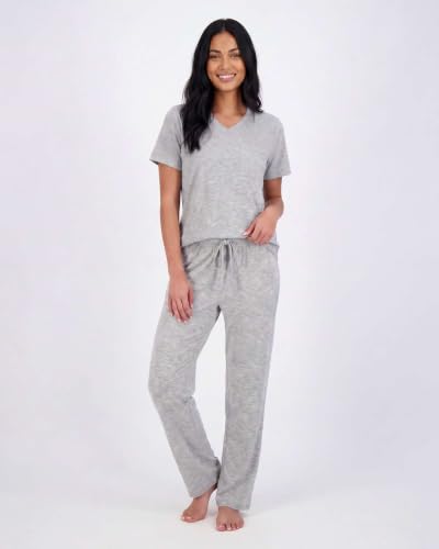 Image of Real Essentials 2 Pack: Women's Comfy Pajama Sets - Short Sleeve Ladies Loungewear Sleepwear PJs (Available In Plus)