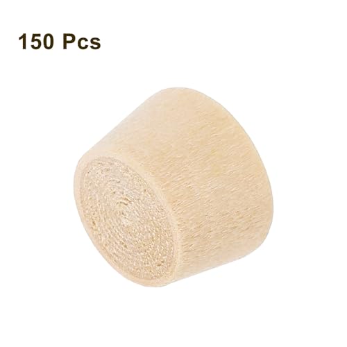 Image of uxcell 150Pcs Wood Button Plugs, 10mm /0.39 inch Flat Head Hardwood Screw Hole Plug Wooden Caps Buttons Wood Plug for Furniture Woodworking Craft Decor (11.5mm x 10mm)