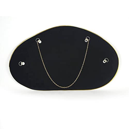 Unzipe Irregular Wall Mirror Brass Framed Wall Mirror, 25X14 Inch Gold Asymmetrical Mirror Wall Mounted Vanity Mirror With Hanging Chain Decorative Mirror For Living Room, Bedroom, Bathroom, Entryway #TOP5