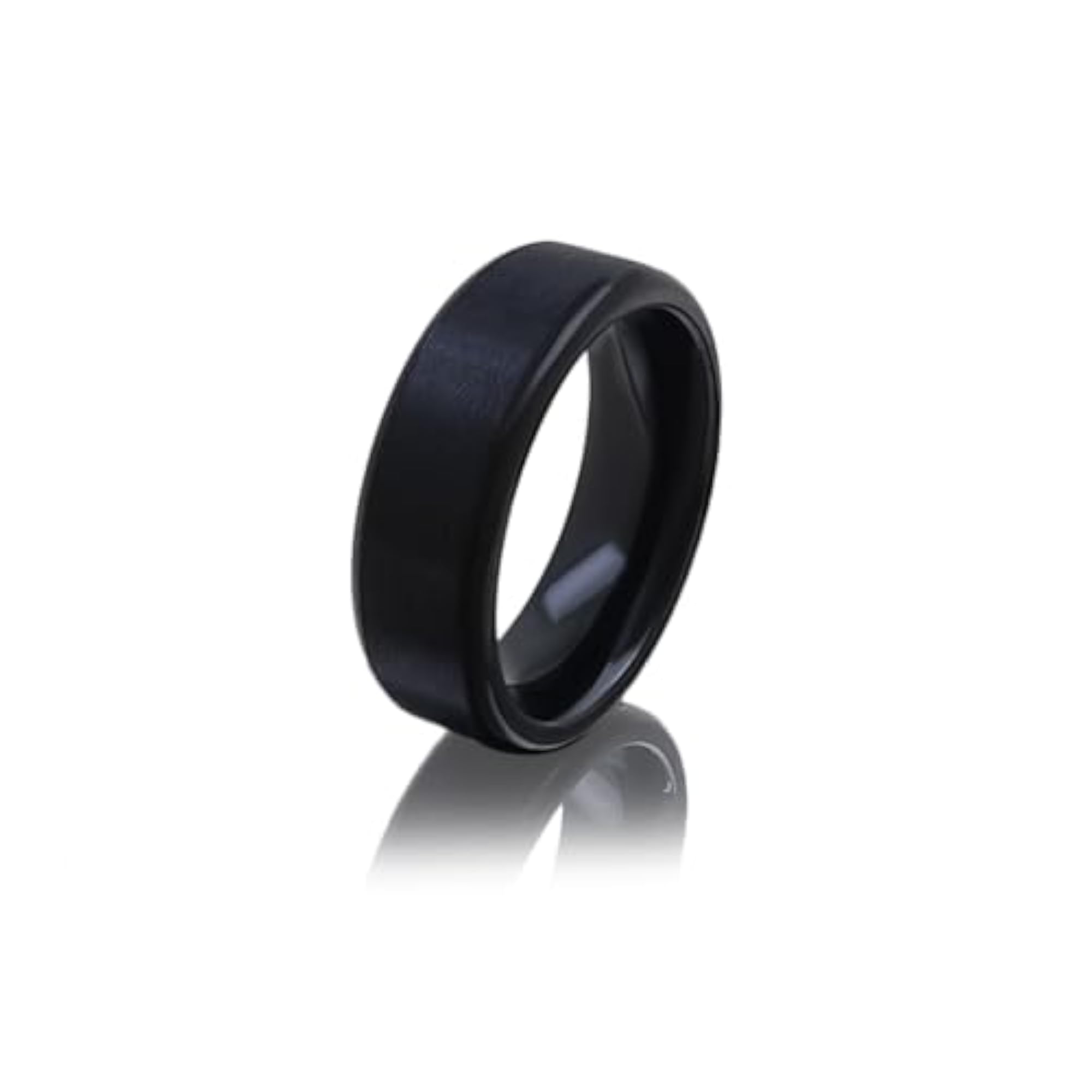 Men's Black Brushed Tungsten Carbide Band Ring