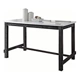 Acme Yelena Counter Height Table in White Marble and Weathered Espresso