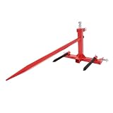 BALOCEO 47' 3 Point Hitch Adapter & Hay Bale Spear Fit for Category 1 Tractors W/2 Stabilizers Bale Spear 2' Receiver Loading 1-7/8' Gooseneck Ball Drawbar Hay Quick Hitch Attachment-Red 1200 LBS