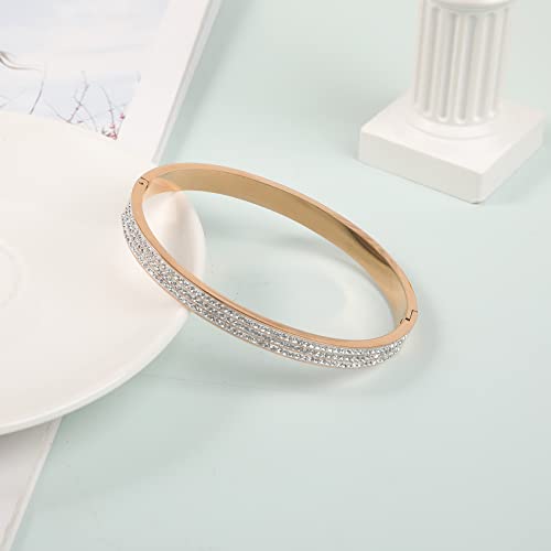 Wsupikio 18K Gold Plated Women's Bangle Bracelet Jewelry Opal Bracelet With Cube Zircon Jewelry Bangle Witness The Girls Gift (Rose Gold-Cz) #TOP2