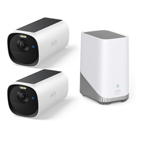 eufy Security eufyCam E40 2-Cam Kit (HomeBase 3), Outdoor Wireless Solar Security Camera, 2K Resolution with Integrated Solar Panel, MaxColor Night Vision, Expandable Local Storage, No Month