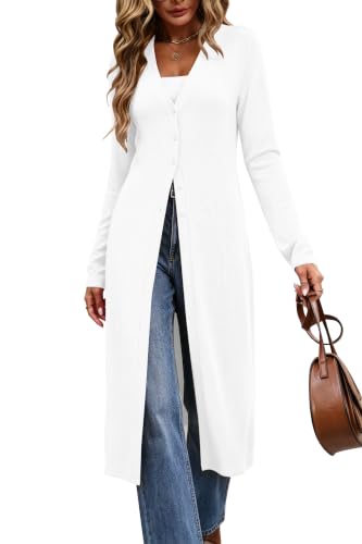 Long Cardigans Women Lightweight Floor Length Maxi Button Duster Cardigan