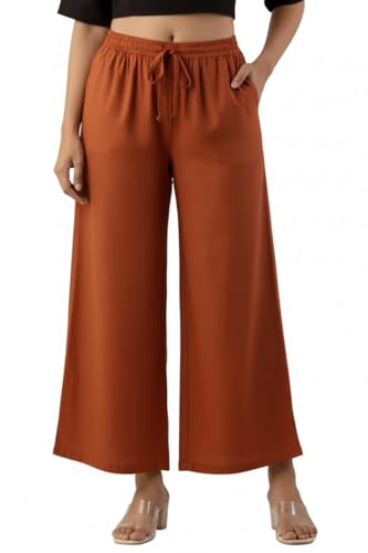 Image of Moirai Super Soft Viscose Rayon Palazzo Pants for Women Relaxed & Regular Fit Solid Palazzo for Women & Girls Casual Ethnic Wear