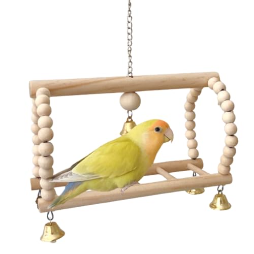 Bead Decorated Parrot Swing Toy Cage Bird Swing Parrot Accessories Cage Bird Toy Wooden Bird Swing Bird Accessory Swing Toy for Bird Wear-Resistant Bird Toy Cage Parrot Swing