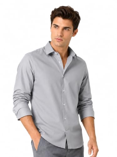 Image of Youth First Men's Cotton Blend Casual Shirt for Men | Regular Fit Solid Full Sleeve | Soft Comfortable Button-Down Collared Shirt for Office, Casual, Party & Formal Wear