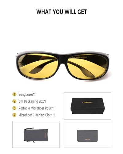 Fimoson Night Driving Glasses Anti Glare Polarized Night Vision Yellow Tint Glare Reducing Fit Over Driving Sunglasses For Men And Women thumb #6