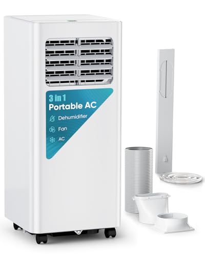 Feelfunn 8,000 BTU Portable Air Conditioner - 3-in-1 AC Unit with Remote Control, Ultra-Quiet Cooling for Rooms up to 350 sq. ft., Sleep Mode, 24H Timer, Window Kit for Bedroom Office Dorms